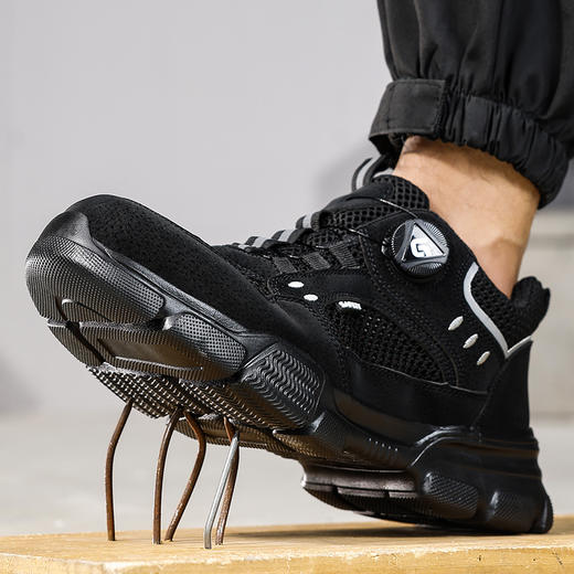 2025新款夏季透气劳保鞋防砸防刺穿欧标钢包头凯夫拉底橡塑底黑色四季款低帮安全鞋 商品图1