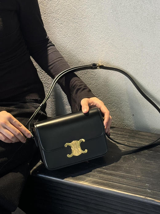 Celine 黑金 box皮 小号 Teen 凯旋门 斜挎包 商品图1