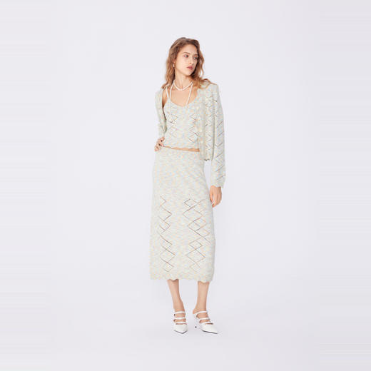 NEELLY纳俪商场同款春季新款软糯针织两件套女设计感条纹吊带上衣N25034A04611 商品图2