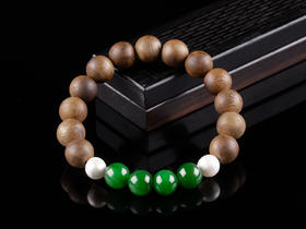 XY0275原创沉香+碧玉珍珠单圈手串