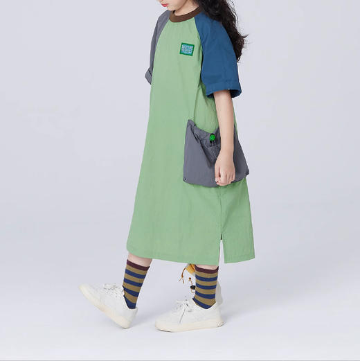 裁缝学苑TQ151撞色拼接大口袋童装户外山系连衣裙纸样儿童T恤裙样板 商品图5