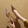 【预售5天】里外全皮女鞋细跟尖头浅口羊翻皮网纱透气性感气质优雅高跟鞋ZF&25003 商品缩略图3