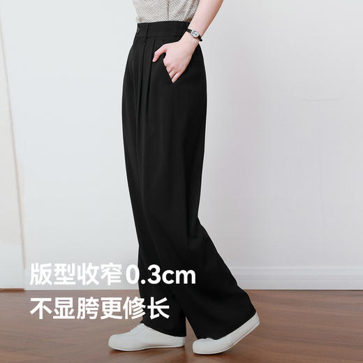 【严选】诗凡黎高级西装阔腿裤2025年春显瘦修身垂感气质时尚设计感休闲裤7G3150011 商品图2