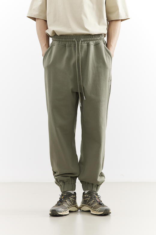 吃茶去chichaqu25经典宽松休闲百搭刺绣全棉束脚长卫裤复古城市 商品图2