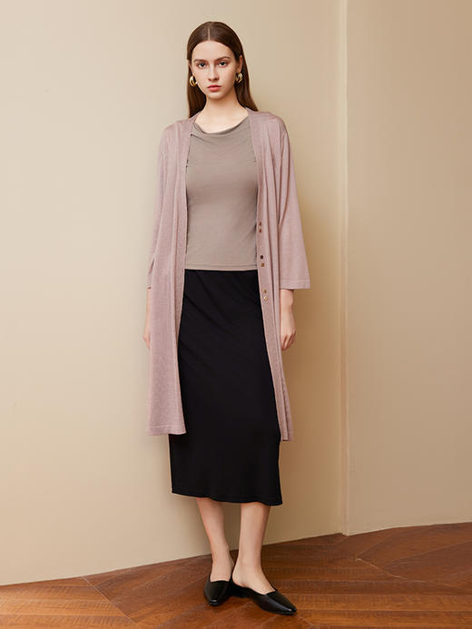 【中长款薄开衫】25年春夏新品女士莱赛尔纤维垂感针织外套 商品图0