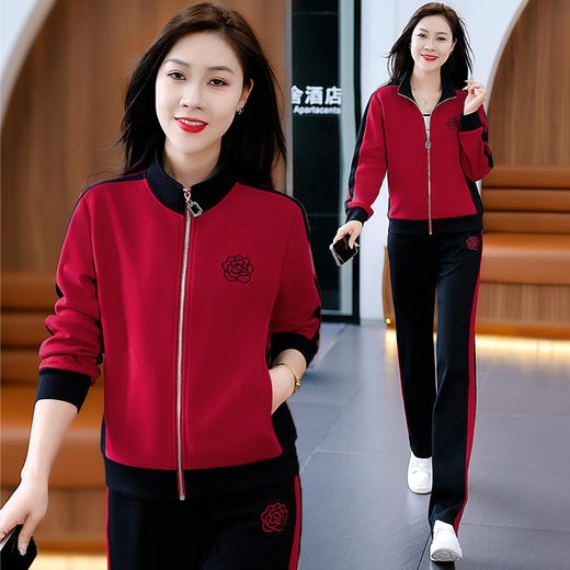 雀说运动套装女士新款立领长袖宽松显瘦外套两件套AL33018 商品图1