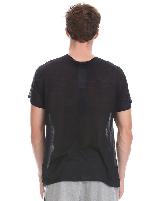Emporio Armani  男款黑色丝绵混纺短袖T恤 商品图1