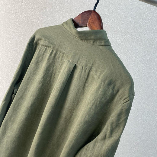 时尚经典2025早春长袖宽松版型翻领舒适透气亚麻衬衫上衣五色女款！ 商品图5