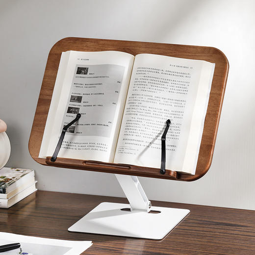 米马杂货 可调节升降阅读书架 桌面楠木实木读书架 商品图0