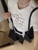 【YW】无忧购韩系珍珠蕾丝飘带项链纯棉百搭字母刺绣短袖T恤10029（截单后7天发货) 商品缩略图5
