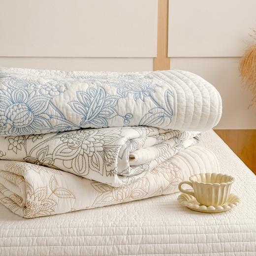 林夕-水洗全棉花卉绗缝床盖夏被五件套挚爱-250*250cm【CP】 商品图3