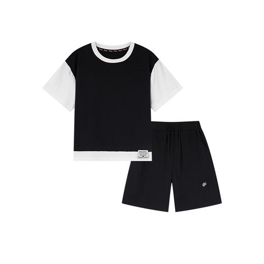 笛莎千与2025夏新款男童时尚拼接假两件男童短袖套装 商品图4