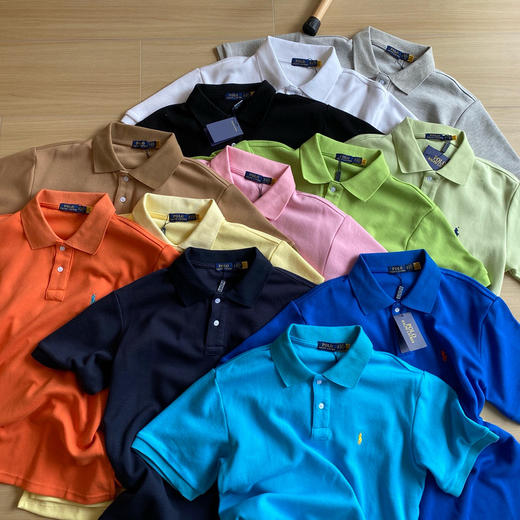点此购买 拉夫劳伦十二色通勤商务休闲纯色小LOGO刺绣纯棉短袖polo衫 cp 311083 商品图0