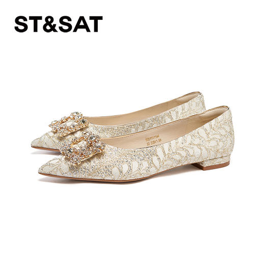 星期六华丽璀璨气质尖头粗跟单鞋SSD3111144 商品图9