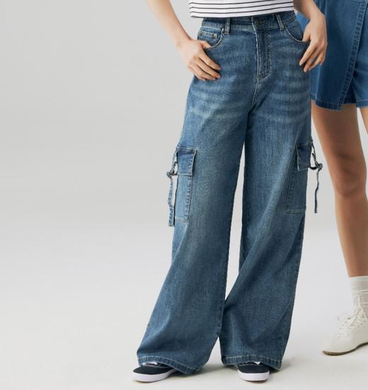 佐丹奴女装25年新款蔚蓝经典阔腿牛仔裤05415034 商品图0