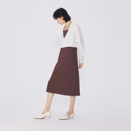 NEELLY纳俪商场同款春季新款简约设计感衬衫连衣裙两件套装女通勤N25034Z04613 商品图1