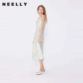 NEELLY纳俪商场同款春新款缎面修身吊带连衣裙女知性优雅显瘦长裙N25034Y04601