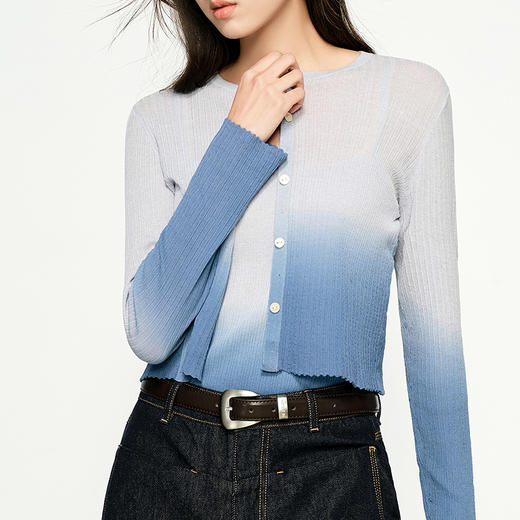 NEELLY纳俪商场同款春季新款渐变软糯舒适针织衫两件套女修身上衣N25032A01144 商品图2