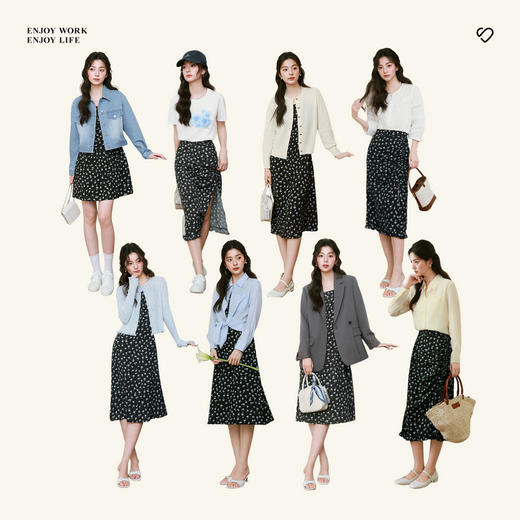 【严选】诗凡黎小蓝花连衣裙25春新款泡泡袖法式甜美小个子显瘦茶歇中长裙7G3190561 商品图1