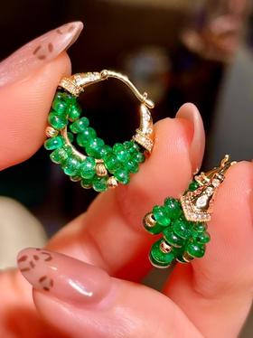 11.45ct祖母绿算盘珠耳坠