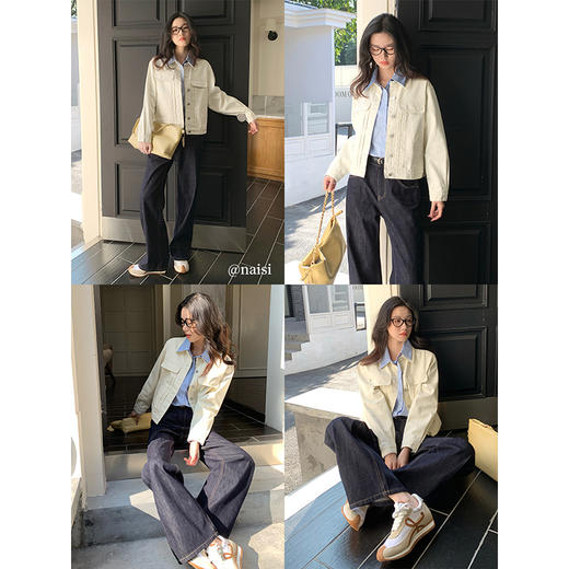 【年货节】熙世界复古水洗牛仔外套女春秋2025年新款小个子宽松显瘦夹克上衣 商品图3