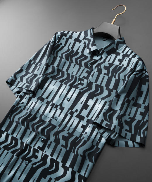 【棉麻】【DDA】大依优型大码花衬衫短袖衬衫翻领衬衣商务休闲透气半袖夏季上衣男士 商品图3