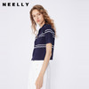 NEELLY纳俪商场同款春新款Polo领个性显瘦针织衫女短袖条纹上衣N25034A04612 商品缩略图0