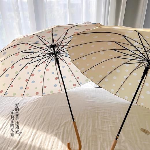 【港式设计抗风，高级感十足！】长柄伞16骨 港式雨伞女 抗风波点加大伞 高级感自动结实晴雨两用伞-QQ 商品图1