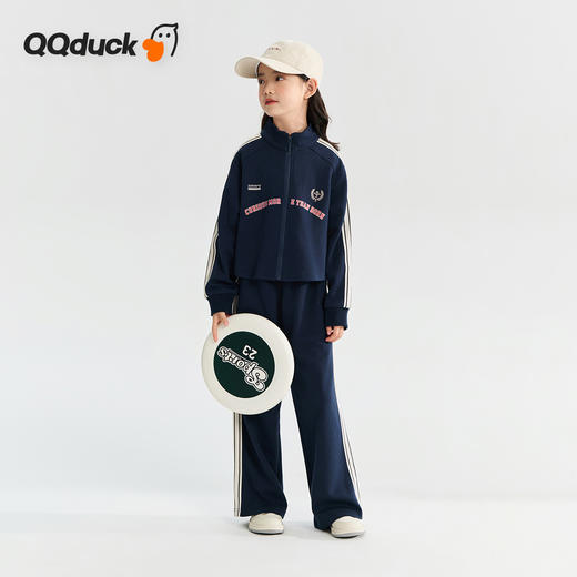 【清仓捡漏】【两件套】【130-165】【可可鸭】女童春秋休闲运动套装开衫外套直筒阔腿裤 商品图2