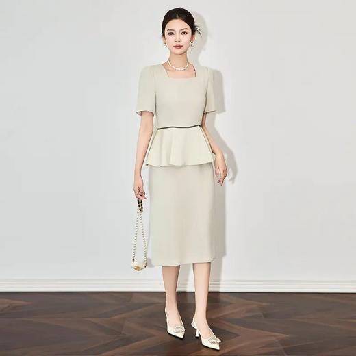 【高货wl】全新升级【铂金会员367/天猫489/差价122】(10409)洛诗琳25春款高品质职业通勤气质收腰显瘦法式缎面连衣裙 商品图1