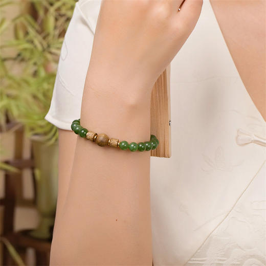 沉香木和田玉手链 新中式S925银手链手串女士礼物MEMORA诗普琳NB006901一口价 商品图2