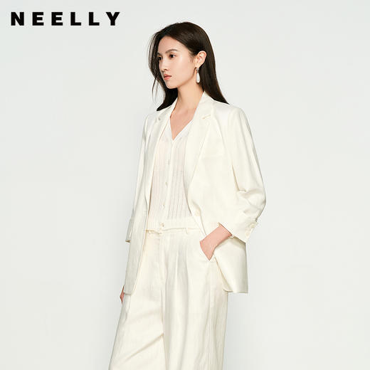 NEELLY纳俪商场同款春新款设计感通勤气质简约西装外套女百搭舒适N25032W01149 商品图0