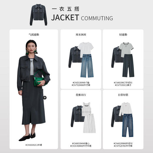 【商场同款】CNJ5373 “miu系夹克”  石墨灰色猎装夹克  短外套 商品图7