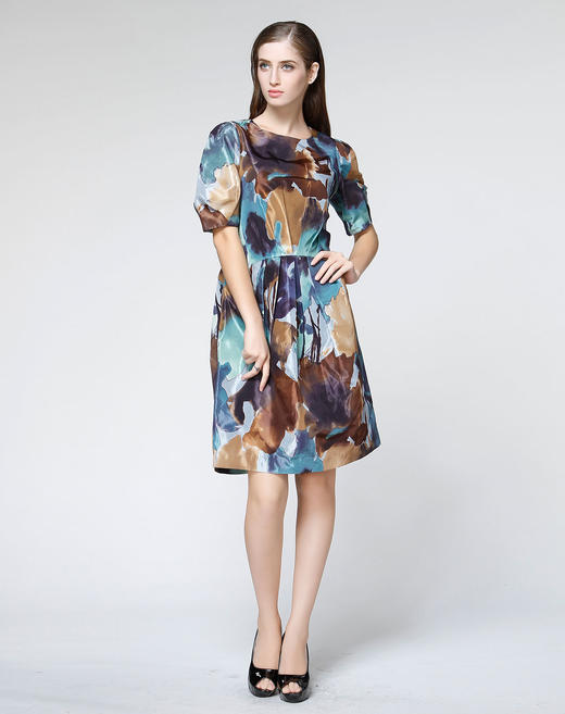 A1093352601 玛丝菲尔Marisfrolg 多色时尚印花短袖连衣裙 商品图0