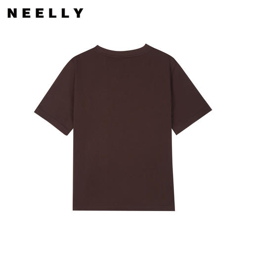 NEELLY纳俪商场同款春新款字母印花短袖T恤女全棉通勤修身上衣N25034T04616 商品图0