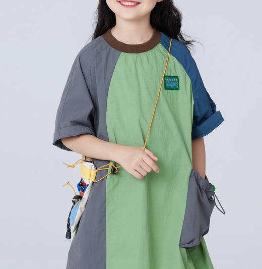 裁缝学苑TQ151撞色拼接大口袋童装户外山系连衣裙纸样儿童T恤裙样板 商品图2