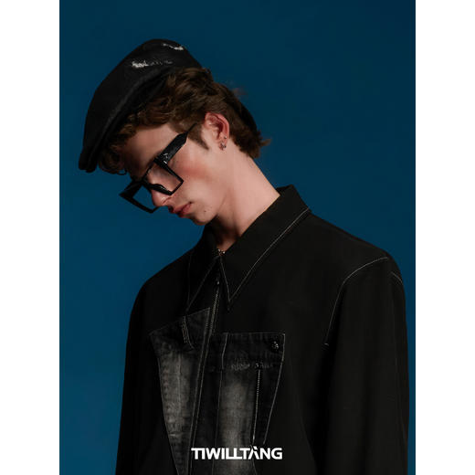 启世录TIWILLTANG“凌迹回响”春夏时尚牛仔拼接男女同款贝雷帽 商品图3