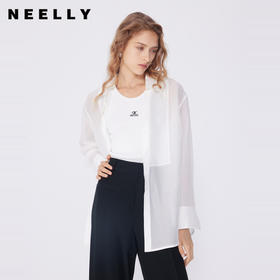 NEELLY纳俪商场同款春新款纯色长袖衬衫醋酯纤维女简约舒适上衣N25034B04610