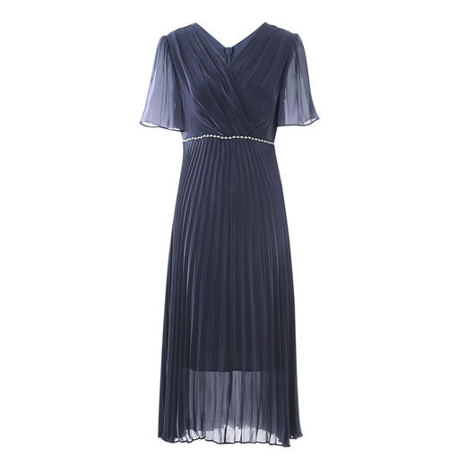 EITIE爱特爱夏季新款气质V领高级感收腰通勤显瘦连衣裙礼服7877503 商品图5