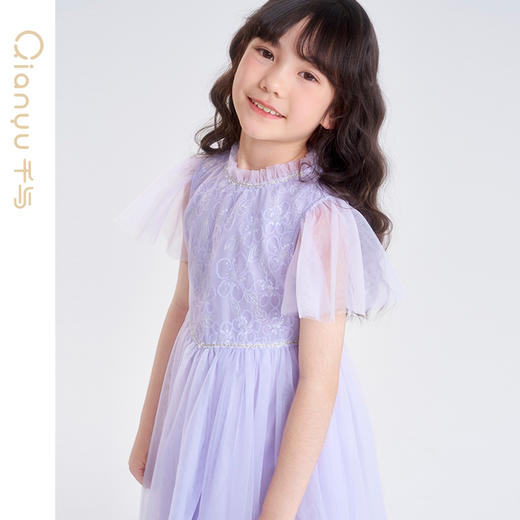 笛莎千与2025夏季新款女童甜美公主蕾丝网纱连衣裙 商品图3