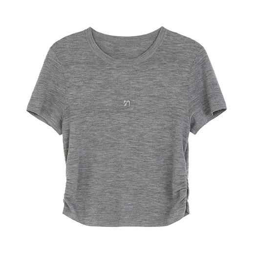 NEELLY纳俪商场同款春季新款圆领修身短袖针织衫女显瘦透气上衣N25032A01140 商品图3