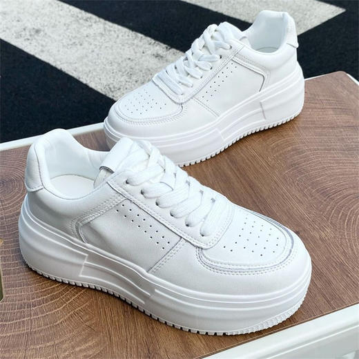 凯撒KAISER运动休闲厚底小白鞋 男女同款 I 6cm厚底增高 拉长腿部比例 百搭不出错 商品图0