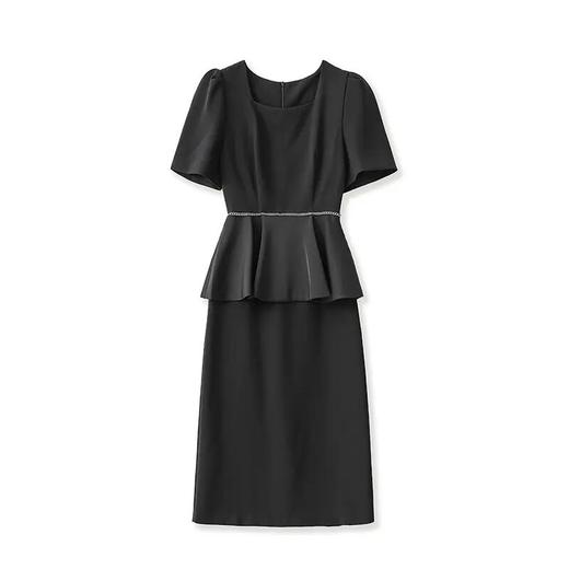 【高货wl】全新升级【铂金会员367/天猫489/差价122】(10409)洛诗琳25春款高品质职业通勤气质收腰显瘦法式缎面连衣裙 商品图4