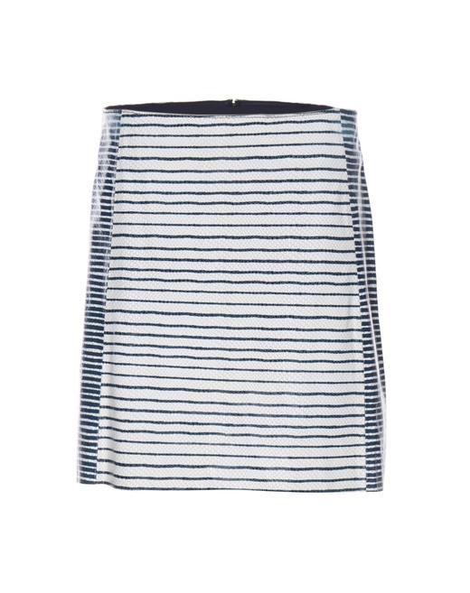 Tory Burch  女款白/墨绿色条纹拼接蛇皮纹短裙 商品图1