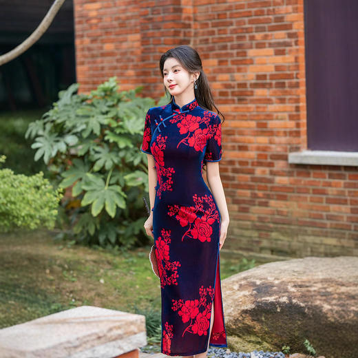 复古旗袍红色少女长款旗袍YM4032 商品图2