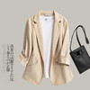 雀说女装天丝亚麻小西装夏七分袖修身显瘦薄外套200斤AL210428 商品缩略图1