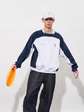 FMACM/WY2505/投掷者撞色拼接复古运动圆领卫衣