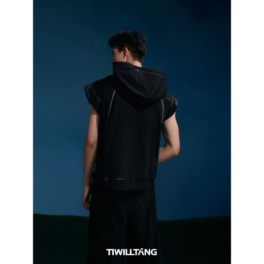 启世录TIWILLTANG“分界矩阵”分割连帽开衫套装背心卫裤两件套 商品图2