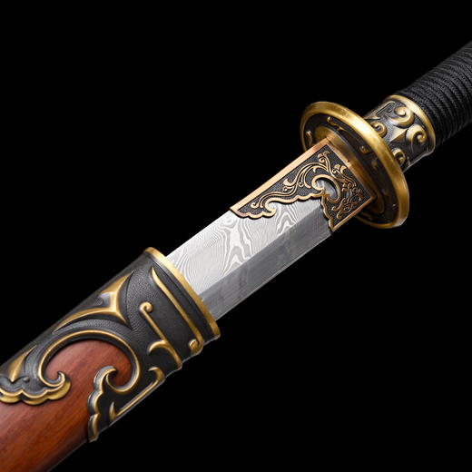 闪电明刀 花纹钢 唐横刀剑 龙泉沈广隆一体刀剑传统刀剑 未开刃 商品图3