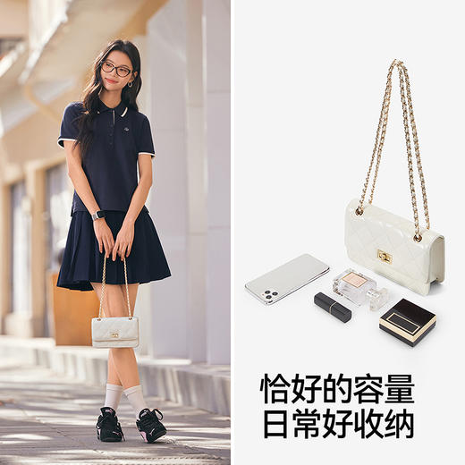 森马小方包女绗缝菱格单肩斜挎包腋下包包2025新款手提包气质经典 商品图2